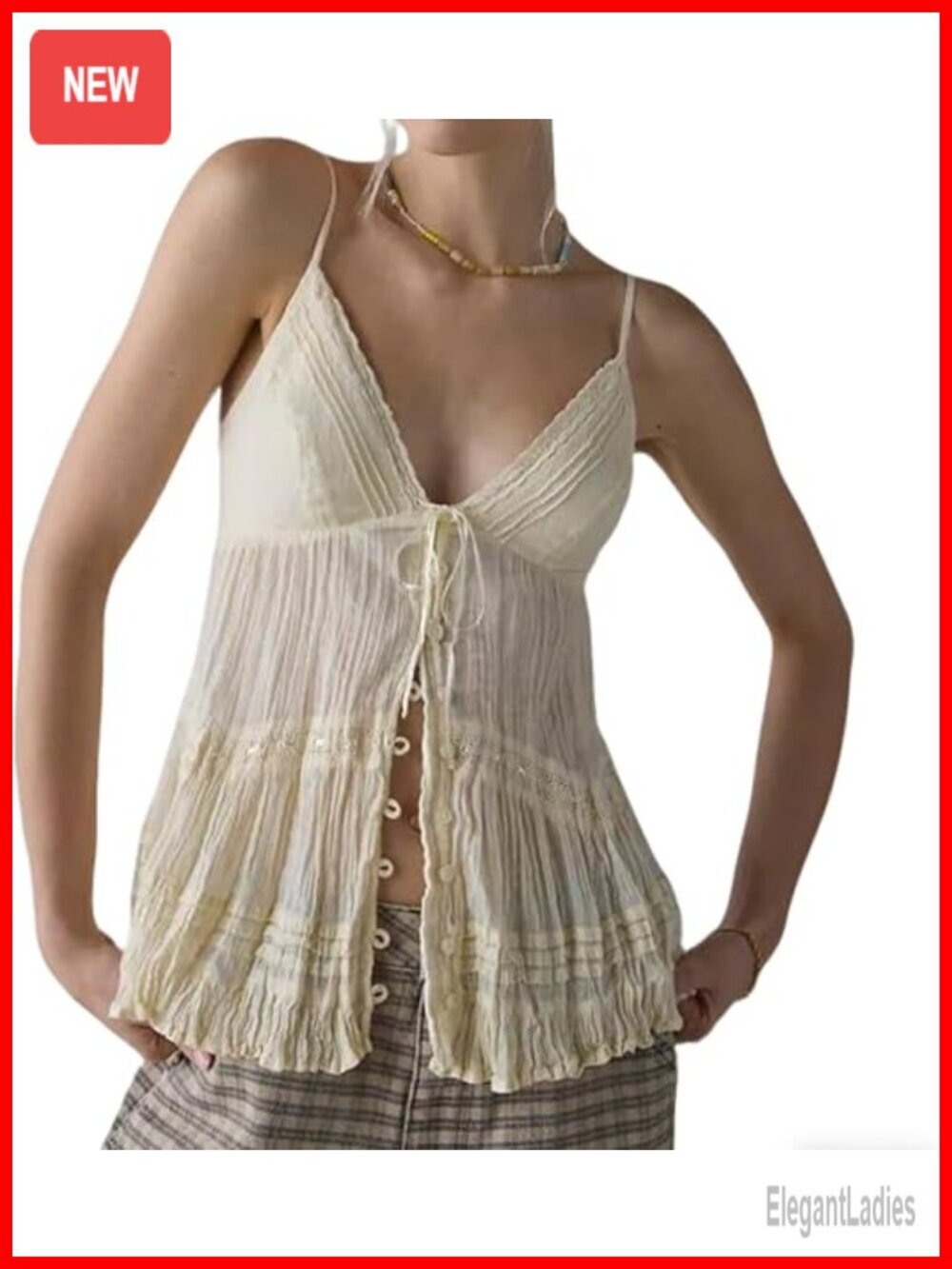 Sheer Deep V Neck Peplum Hem Camisole Bow Tie Front Smocked Ruched Babydoll